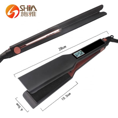 Wide Plate Professional Titanium Flat Iron Hair Straightener Curler Magic 2in 1